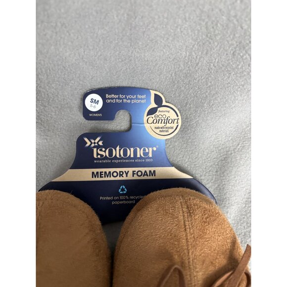 Isotoner Women's Rory Recycled Buck Skin Bootie Slippers 5-6 Small Brown NWT's - Picture 8 of 8